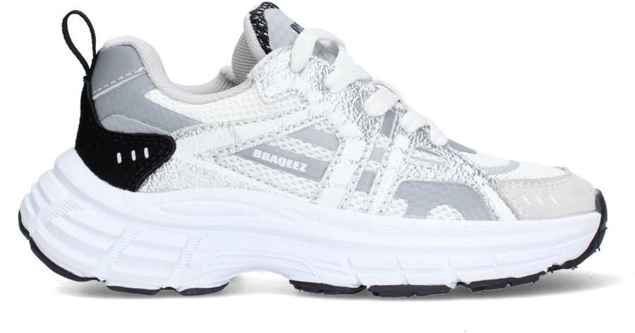 Braqeez 426001-781 Jongens Lage Sneakers Grijs Leer Veters