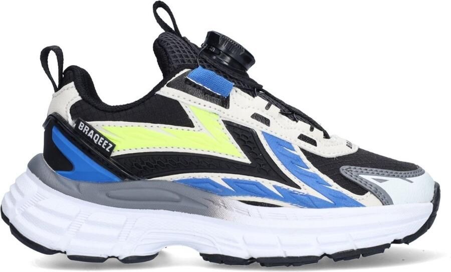Braqeez 426004-723 Jongens Lage Sneakers Blauw Leer Veters