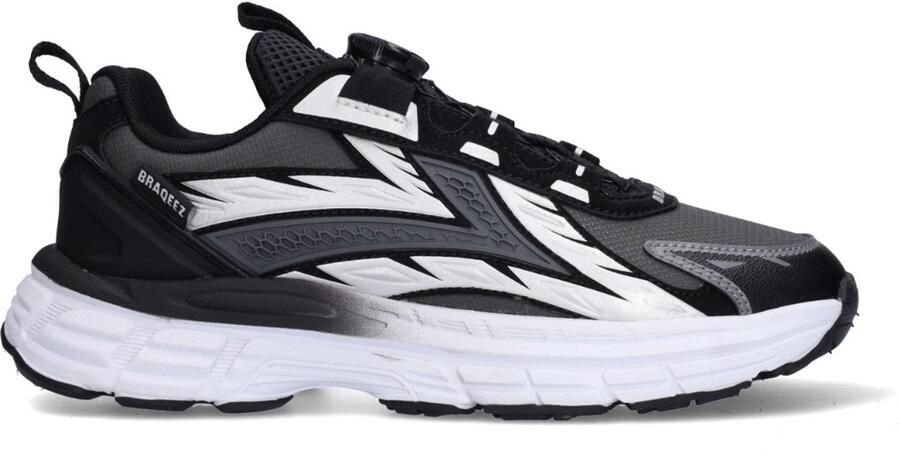 Braqeez 426004-789 Jongens Lage Sneakers Zwart Leer Veters
