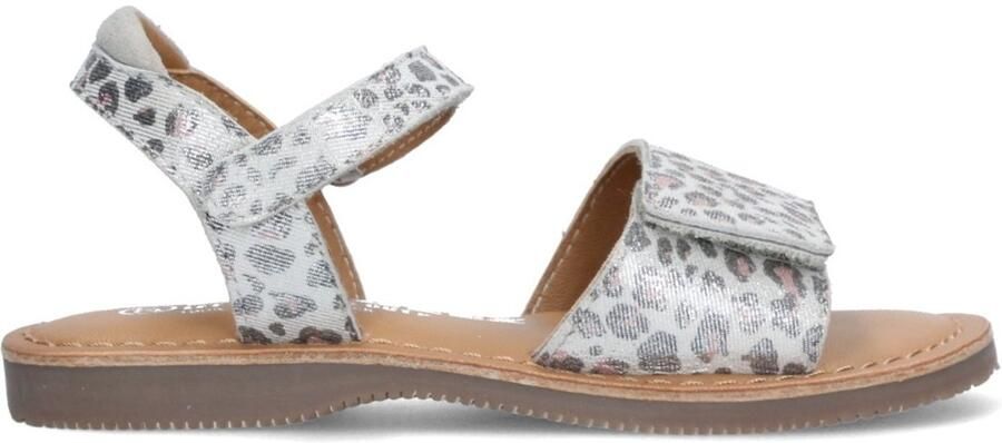 Braqeez 426110-991 Meisjes Platte Sandalen Zilver Imitatieleer Klittenband