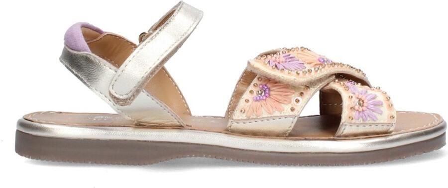 Braqeez 426114-995 Meisjes Platte Sandalen Goud Imitatieleer Klittenband