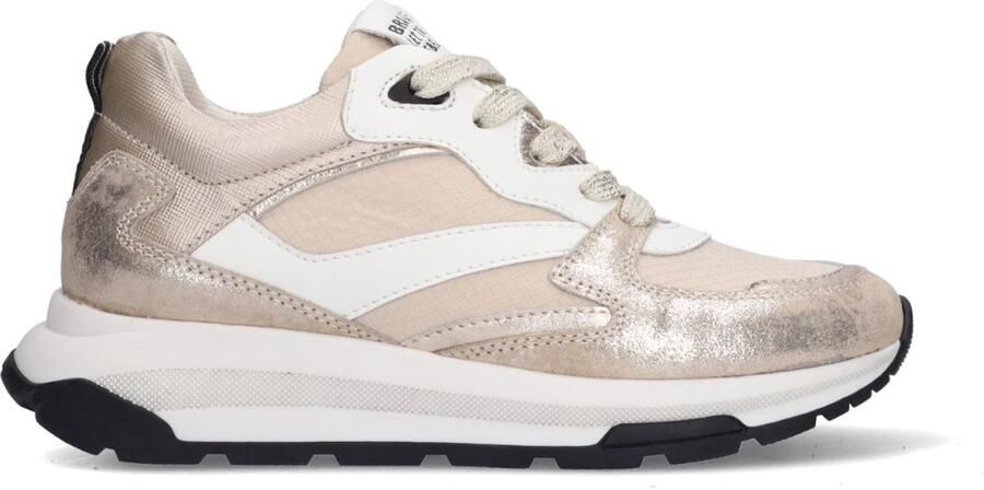 Braqeez 426150-994 Meisjes Lage Sneakers Zilver Leer Veters