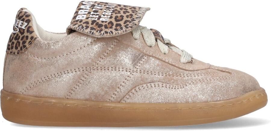 Braqeez 426165-994 Meisjes Lage Sneakers Beige Leer Veters