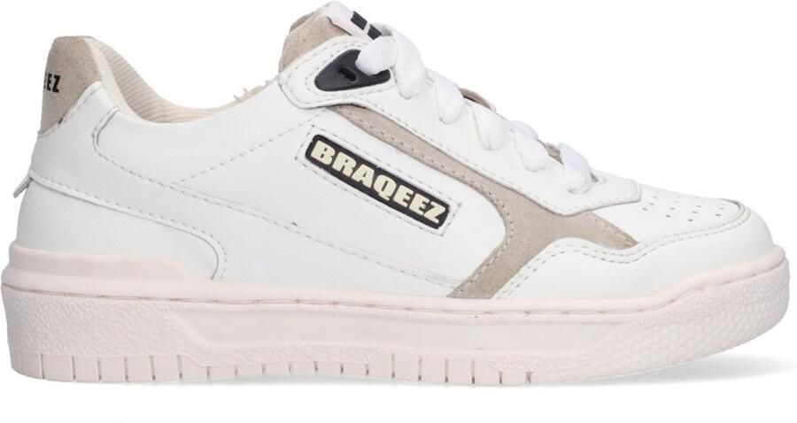 Braqeez 426170-500 Jongens Lage Sneakers Wit Leer Veters