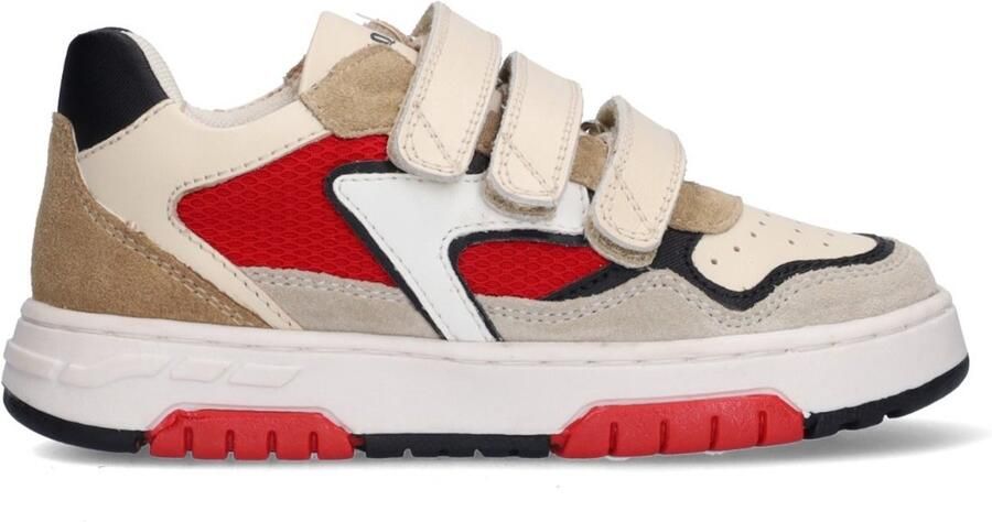 Braqeez 426175-403 Jongens Lage Sneakers Beige Leer Klittenband