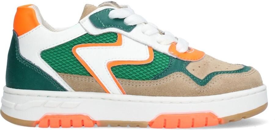 Braqeez 426176-411 Jongens Lage Sneakers Groen Leer Veters