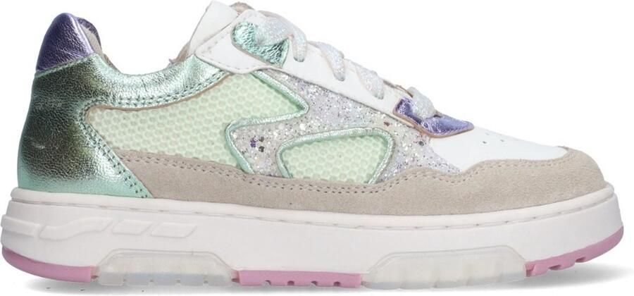 Braqeez 426177-403 Meisjes Lage Sneakers Groen Leer Veters