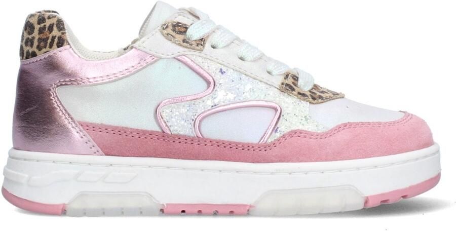 Braqeez 426177-470 Meisjes Lage Sneakers Roze Leer Veters