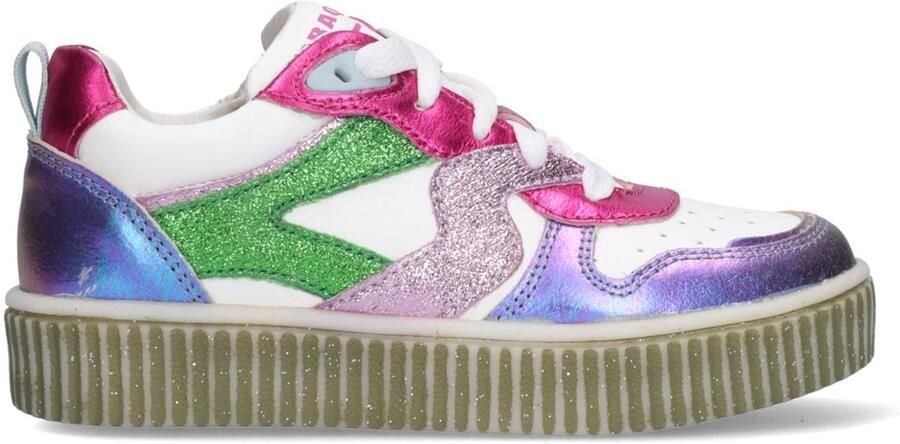 Braqeez 426230-996 Meisjes Lage Sneakers Roze Imitatieleer Veters