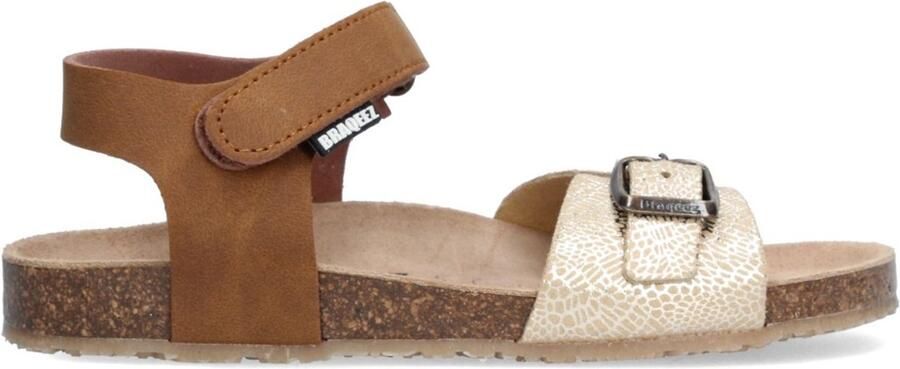 Braqeez 426412-713 Meisjes Platte Sandalen Bruin Leer Klittenband