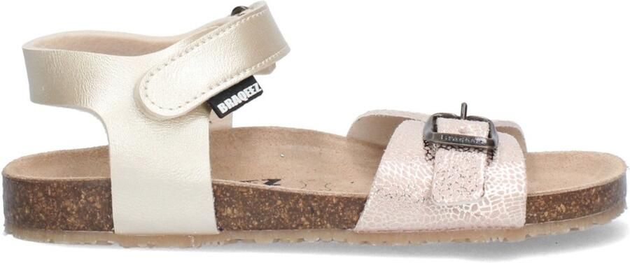 Braqeez 426412-794 Meisjes Platte Sandalen Beige Leer Klittenband