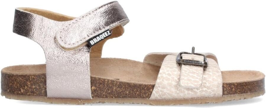 Braqeez 426412-796 Meisjes Platte Sandalen Roze Leer Klittenband