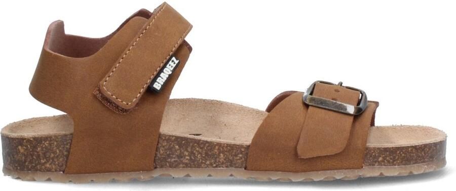 Braqeez 426415-713 Jongens Platte Sandalen Bruin Leer Klittenband