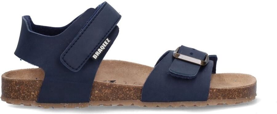 Braqeez 426415-720 Jongens Platte Sandalen Blauw Leer Klittenband