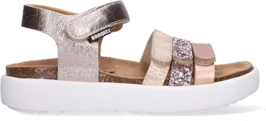 Braqeez 426420-796 Meisjes Platte Sandalen Roze Leer Klittenband