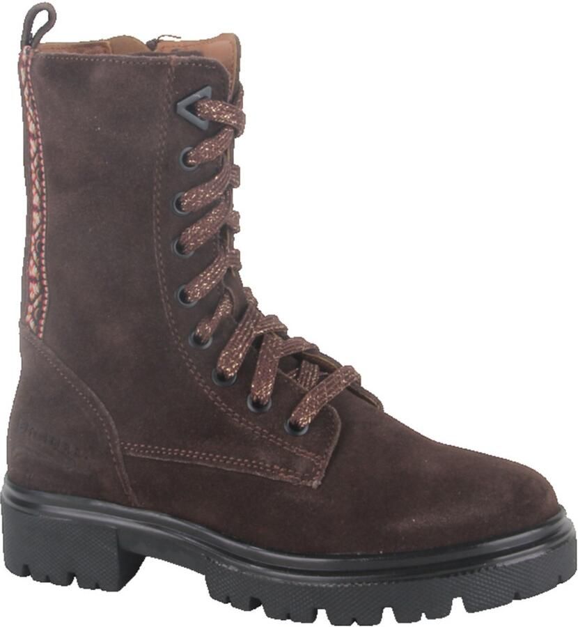 Braqeez chunky suède enkelboots donkerbruin