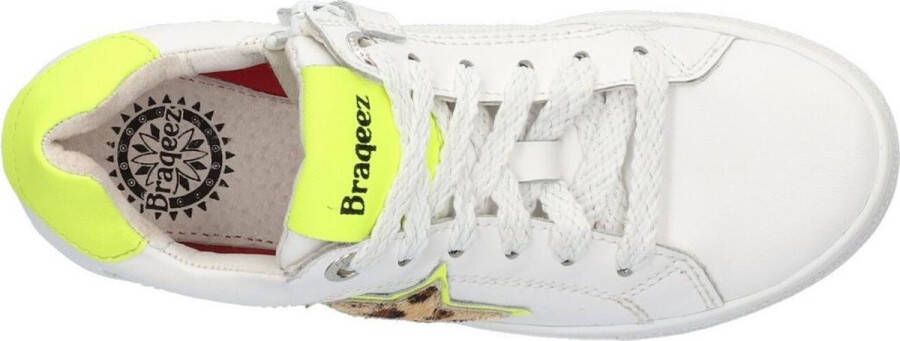 Braqeez Leigh Louwies Meisjes Veterschoenen Wit Leer Ritssluiting - Foto 9