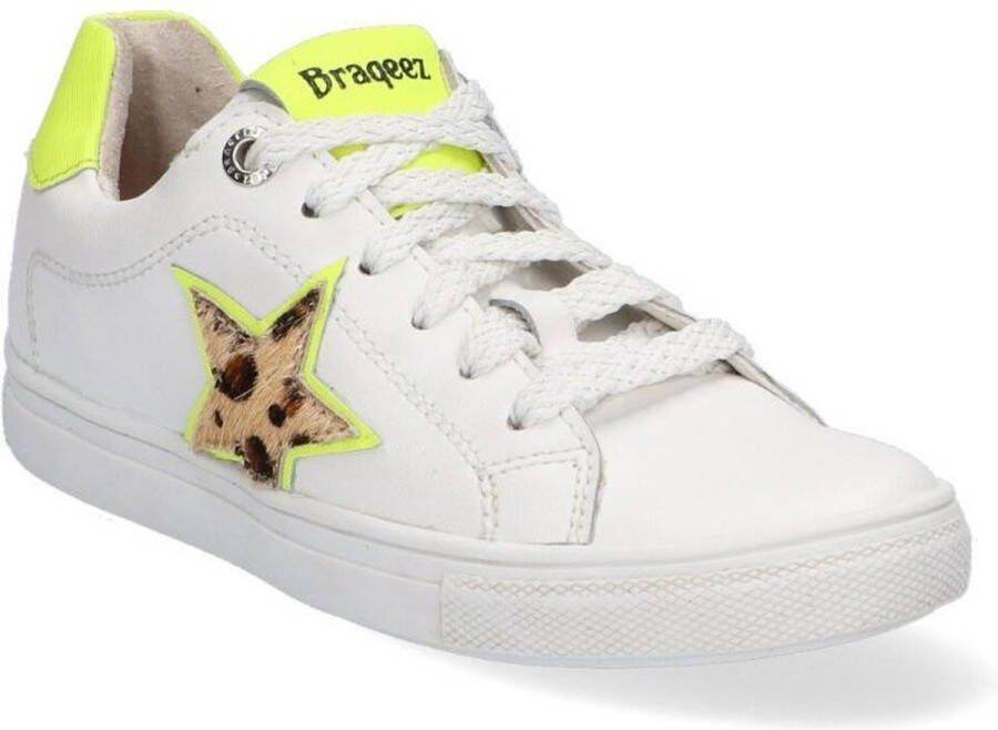 Braqeez Leigh Louwies Meisjes Veterschoenen Wit Leer Ritssluiting - Foto 3