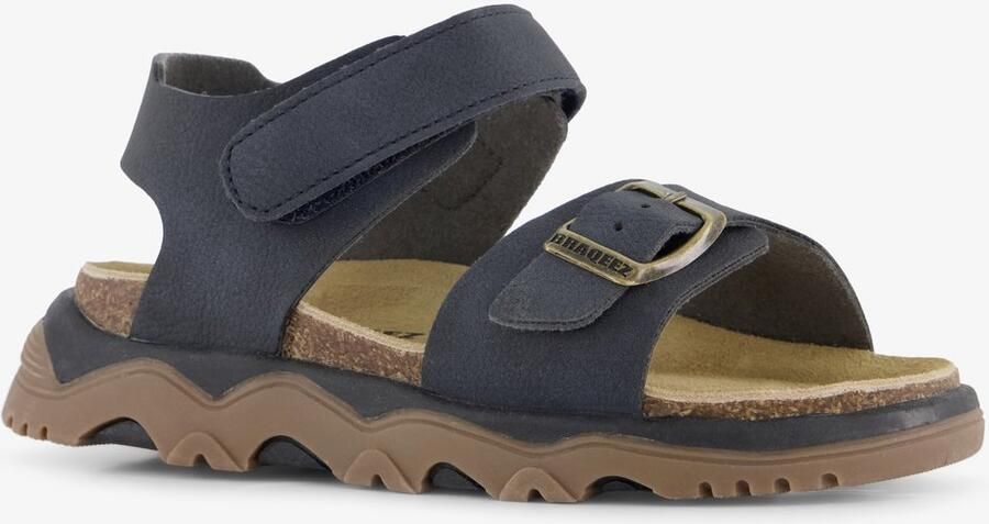 Braqeez leren jongens sandalen donkerblauw