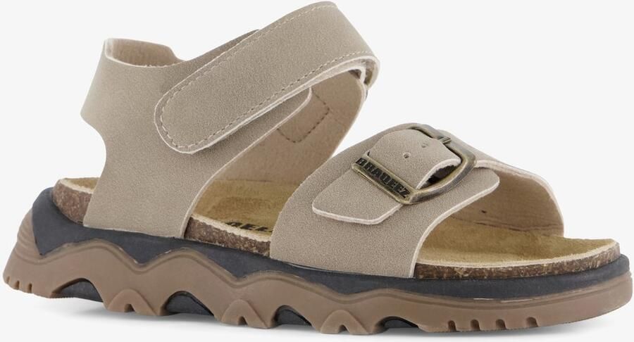 Braqeez leren jongens sandalen taupe Grijs