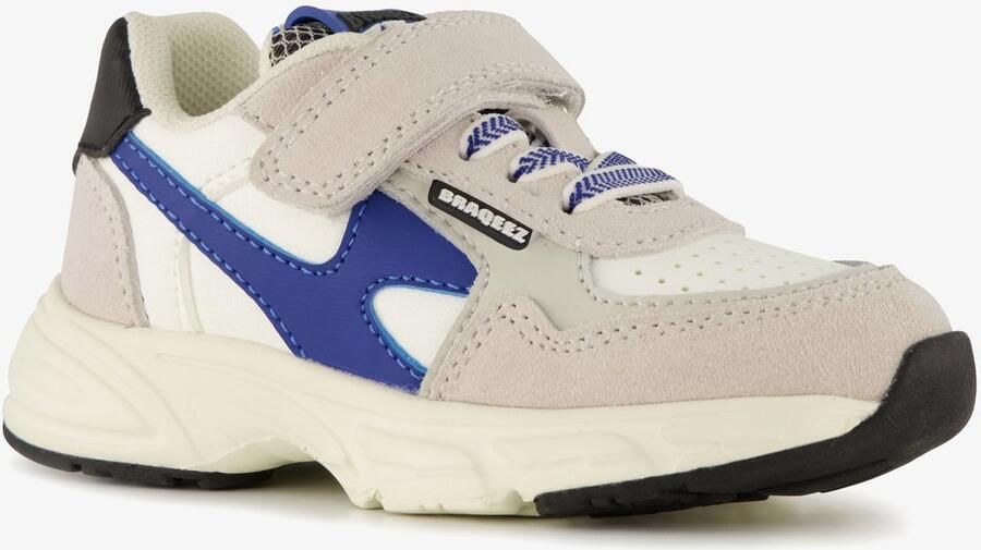 Braqeez leren jongens sneakers grijs blauw Uitneembare zool