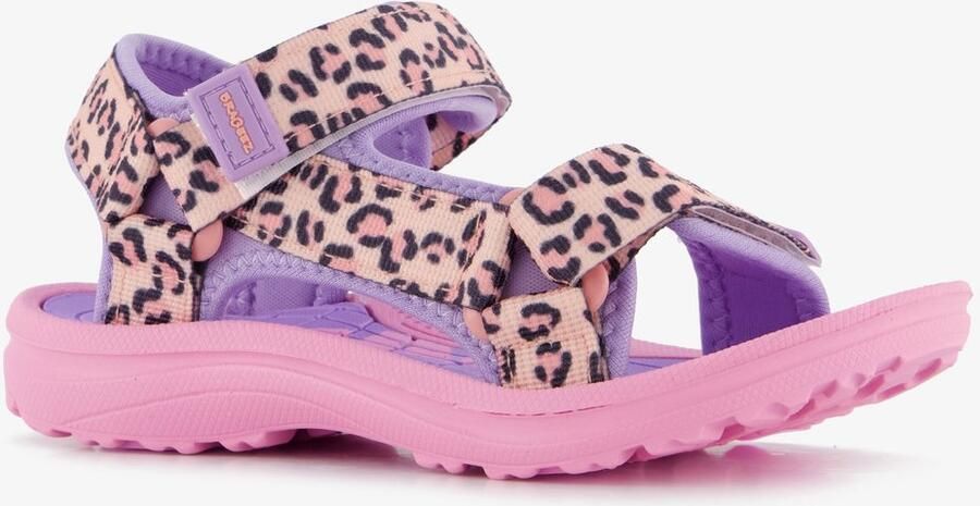 Braqeez meisjes sandalen met panterprint roze