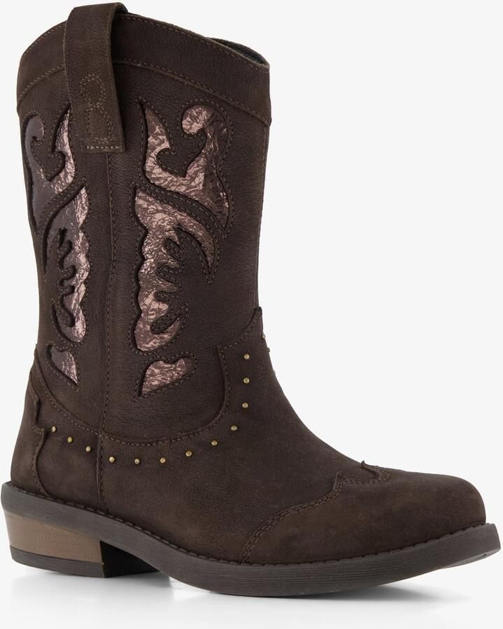 Braqeez suède meisjes cowboylaarzen donkerbruin Echt leer