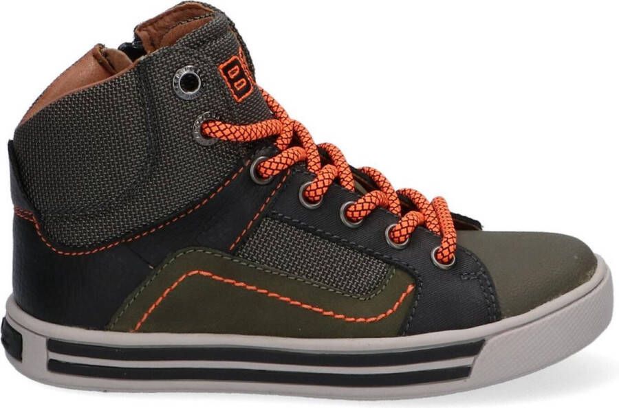 Braqeez Dylan Day Hoge Sneakers Groen Oranje Leer Veters