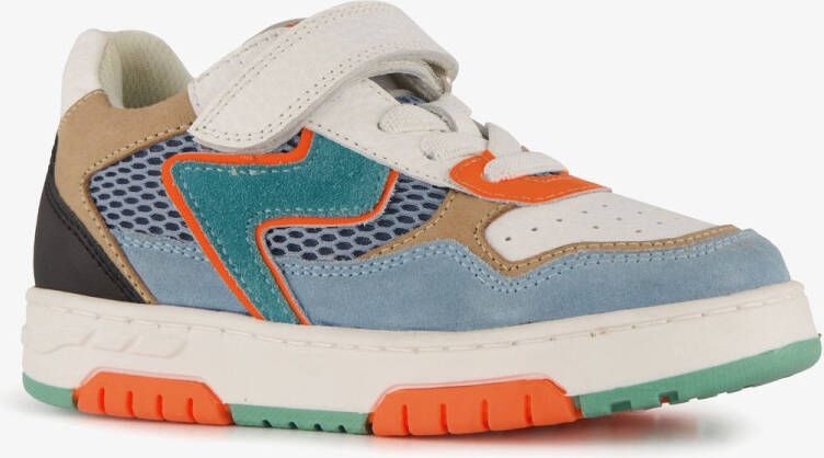 Braqeez leren jongens sneakers blauw beige