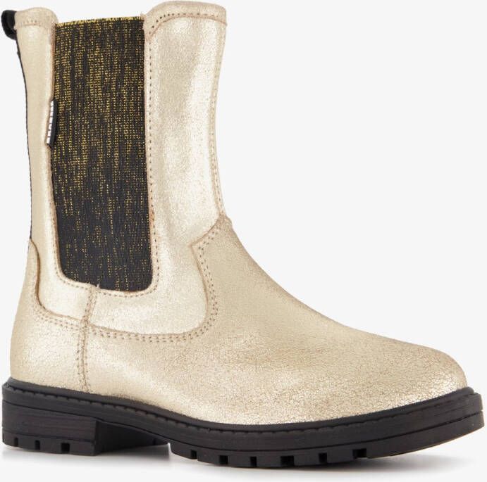 Braqeez leren meisjes Chelsea boots goud Uitneembare zool