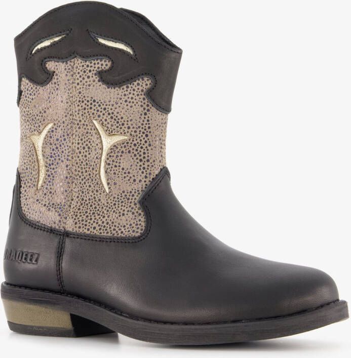 Braqeez leren meisjes cowboy western boots zwart Uitneembare zool