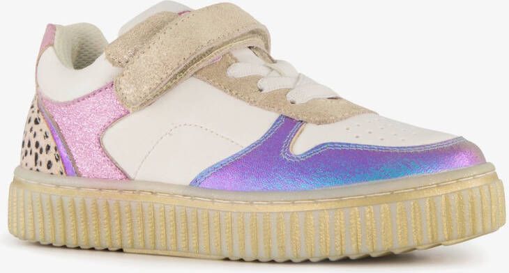 Braqeez leren meisjes sneakers metallic Beige