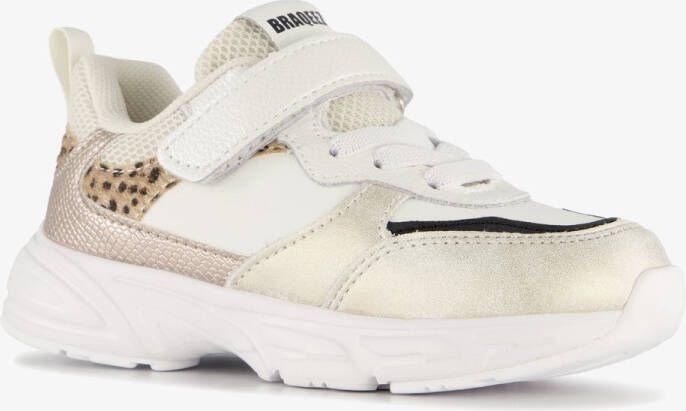 Braqeez leren meisjes sneakers panterprint goud Uitneembare zool