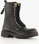 Braqeez leren meisjes veterboots zwart Uitneembare zool - Thumbnail 3