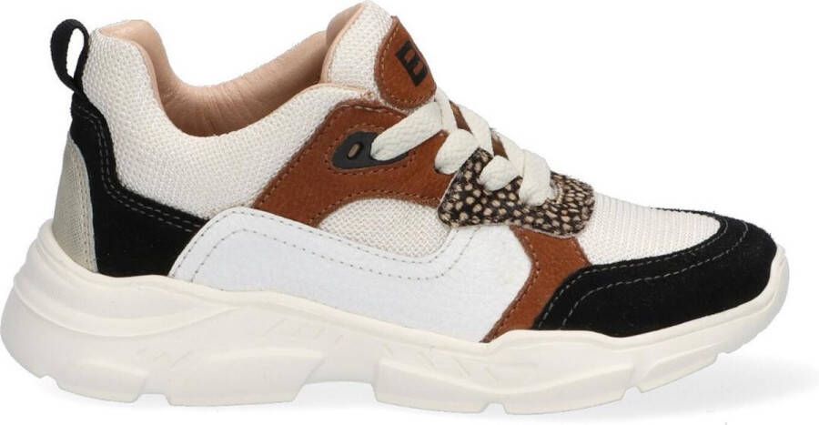 Braqeez Renee Run Meisjes Lage Sneakers Beige Multi Suède Veter