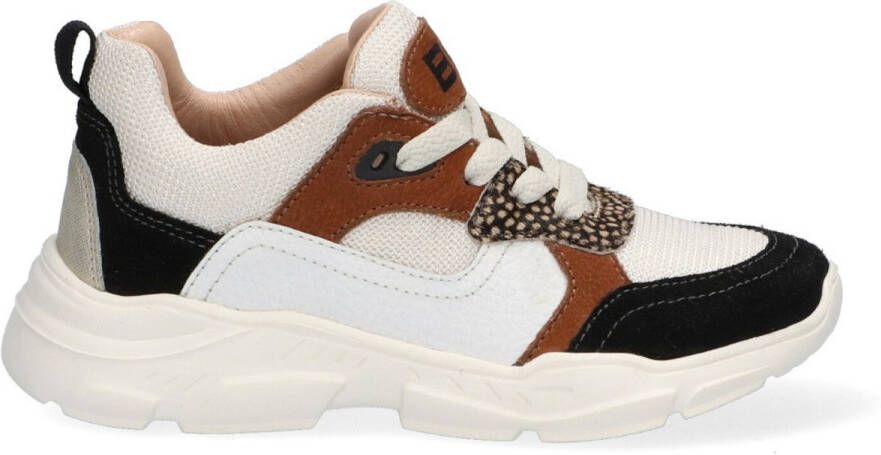 Braqeez Renee Run Meisjes Lage Sneakers Beige Multi Suède Veters