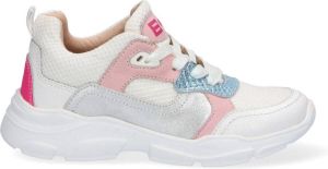 Braqeez Renee Run Meisjes Lage Sneakers Wit Multi Leer Veters