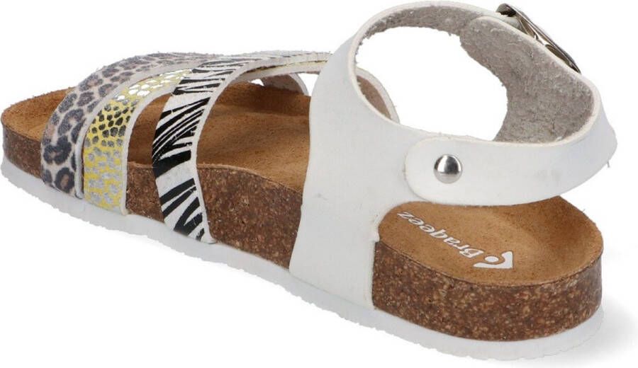 Braqeez Saar Spain Meisjes Sandalen Wit Print Leer Gesp