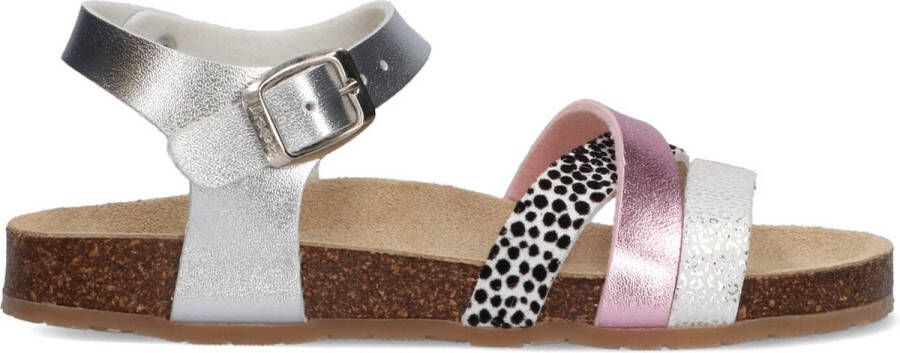 Braqeez Saar Spain Meisjes Sandalen Zilver Print Roze Imitatieleer Gesp