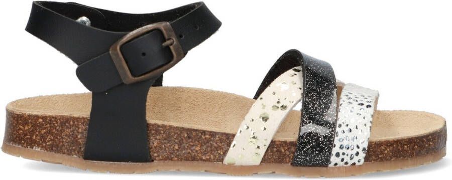 Braqeez Saar Spain Meisjes Sandalen Zwart Print Imitatieleer Gesp