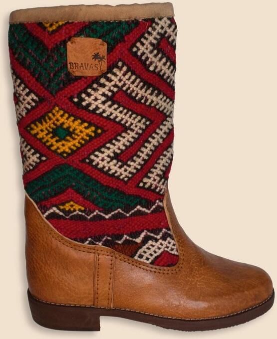 Bravas Boutique Kelim Boots Cognacbruin Leer Vintage Kelim Dinora