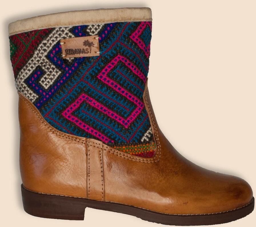 Bravas Boutique Kelim Boots Cognacbruin Leer Vintage Kelim Nuria