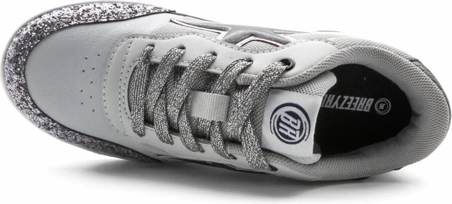Breezy Rollers Kinder Sneakers met Wieltjes Glitter Zilver grijs Schoenen met wieltjes Rolschoenen