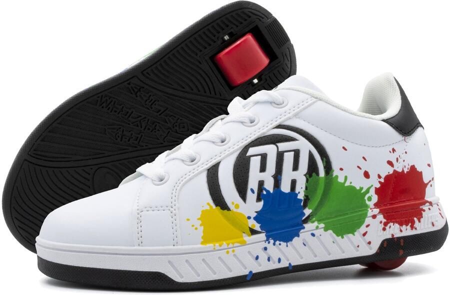Breezy Rollers Kinder Sneakers met Wieltjes Splash wit zwart Schoenen met wieltjes Rolschoenen