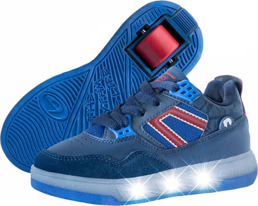 Breezy Rollers Kinder Sneakers met Wieltjes Blauw LED Schoenen met wieltjes Rolschoenen