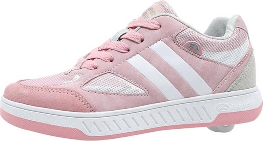 Breezy Rollers Rolschoenen Kindersneakers Schoenen met Wieltjes Roze Wit Grijs