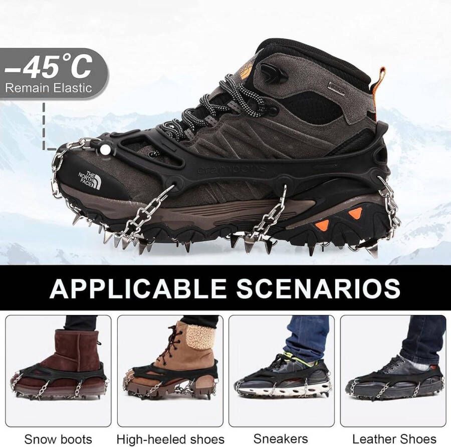 Brenzoos Klimijzers met 26 spikes voor bergschoenen Anti-slip winterschoenklem en Voor wandelen klim vissen