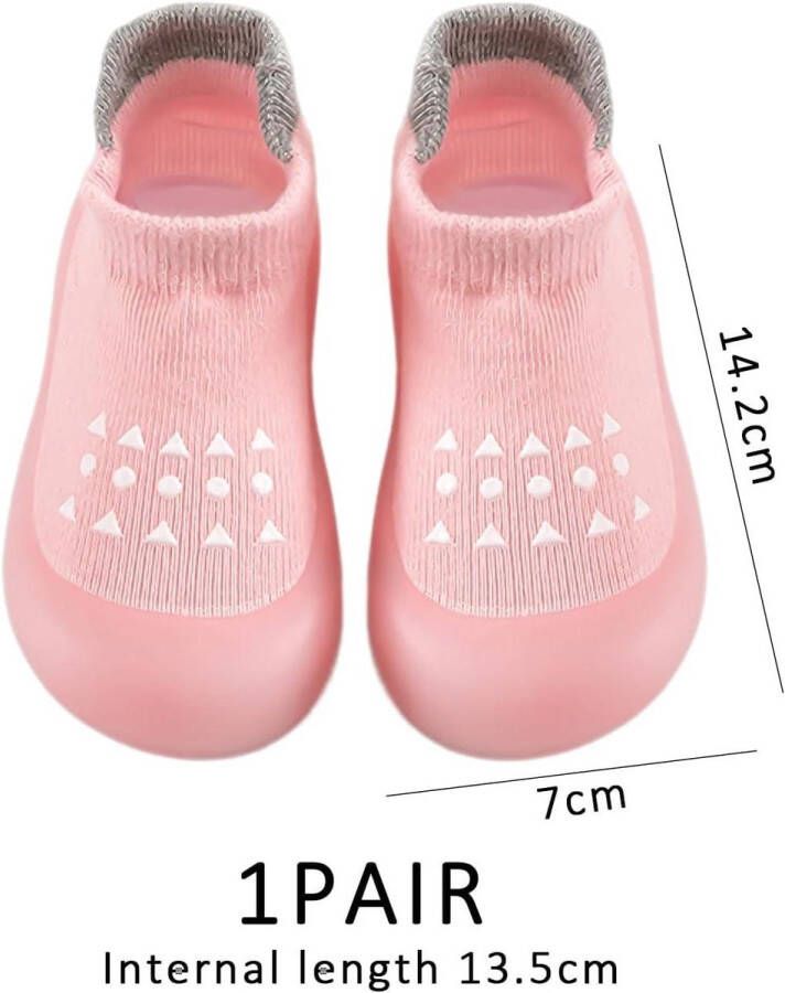 Brenzoos Kruipschoenen en Sokken voor Baby Buiten Meisjes Babyschoenen met Zachte Zolen Roze