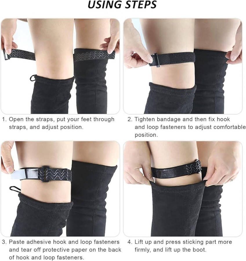Brenzoos Set van 3 lange laarzen riemen met antislip haken en stickers Voorkomt dat laarzen vallen