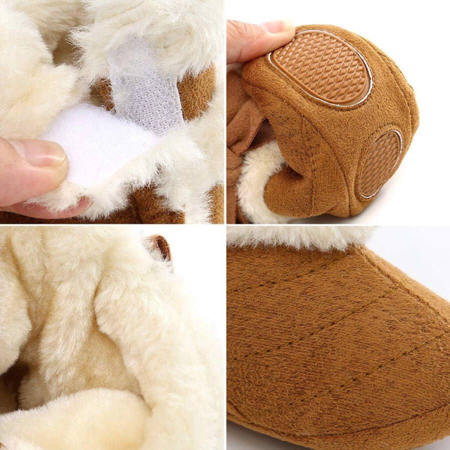 Brenzoos Winter Warme Fleece Booties voor Baby's Antislip Zachte Zool Meisjes Winterschoenen met Strik Prewalker Laarzen voor Pasgeborenen